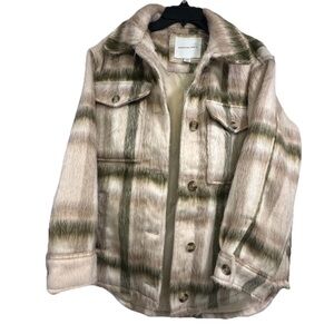 American Eagle Outfitters Plaid Jacket in Cream and Green
